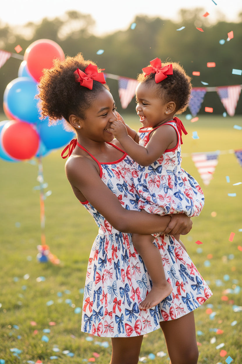 Bow print mom&me top