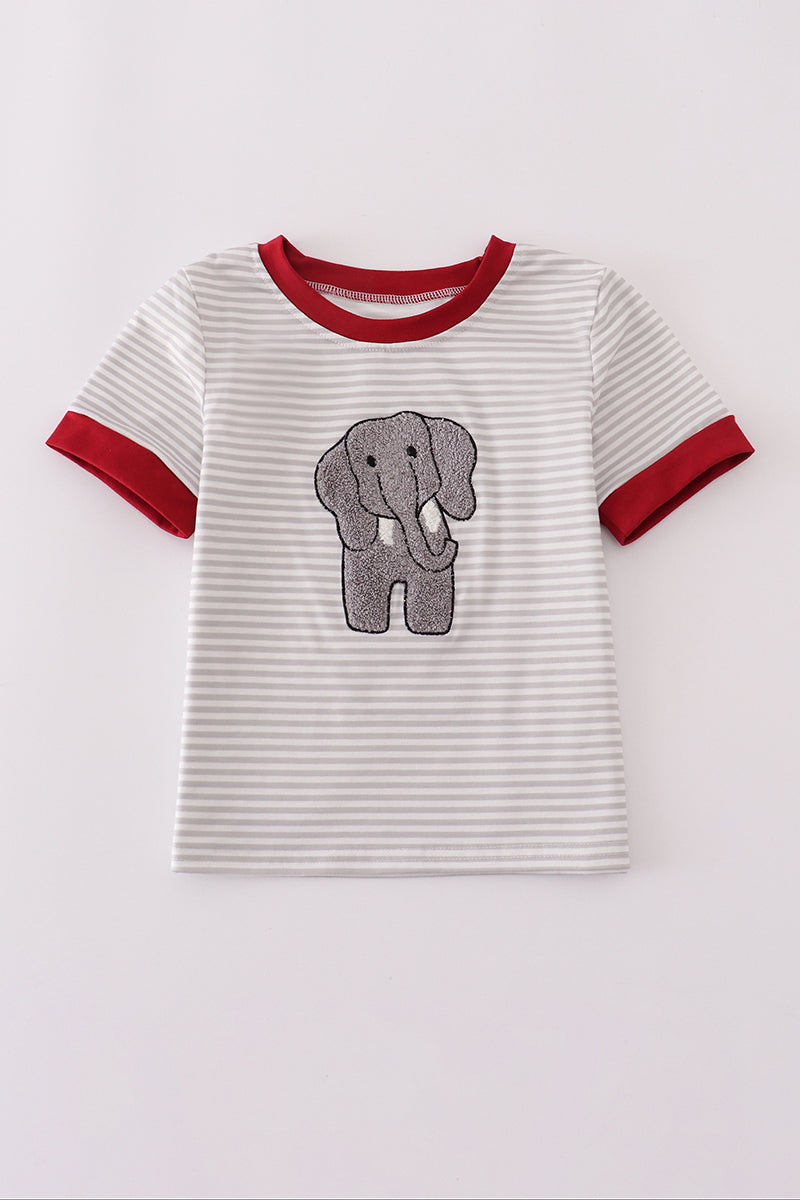 Alabama polka dot elephant french knot stripe top
