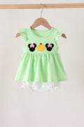 Light green character french knot ruffle bubble