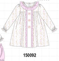 Pink floral turkey embroidery ruffle dress