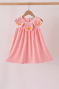 Pink pumpkin embroidery dress