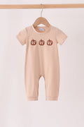Leopard pumpkin embroidery romper