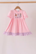 Pink goose embroidery ruffle dress