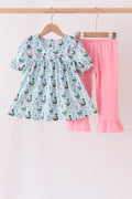 Green mallard ruffle  pants set