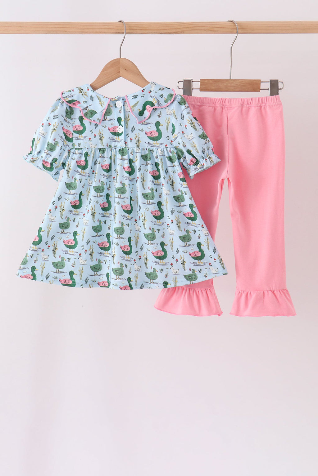 Green mallard ruffle  pants set