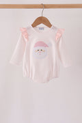 Pink santa claus dot applique ruffle bubble
