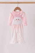 Pink santa claus dot applique ruffle 2pc set
