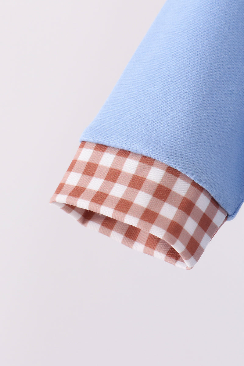 Blue Milk Cookies Embroidery Romper