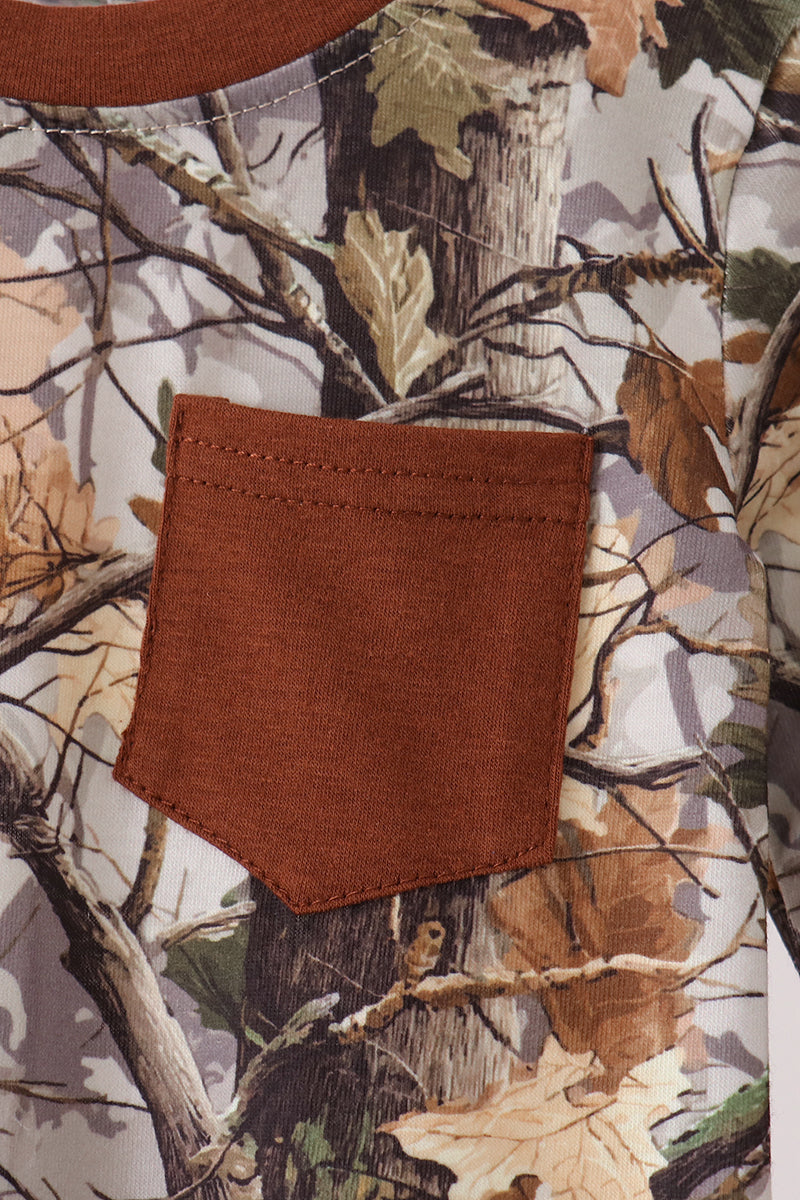 Camouflage tree pocket romper