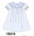 Blue ghost embroidery gingham dress
