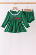 Forest bow smocked ruffle bloomer set