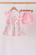 Pink pumpkin ruffle bloomer set