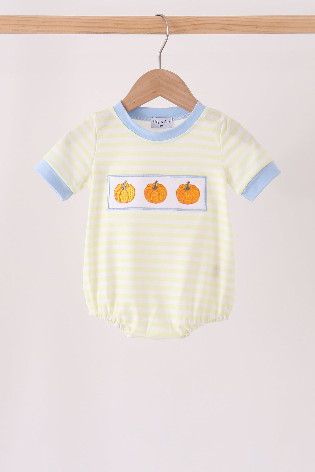 Yellow stripe pumpkin embroidery bubble
