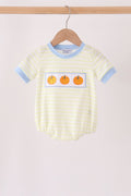 Yellow stripe pumpkin embroidery bubble