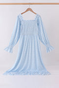 Blue floral smocked mom dress