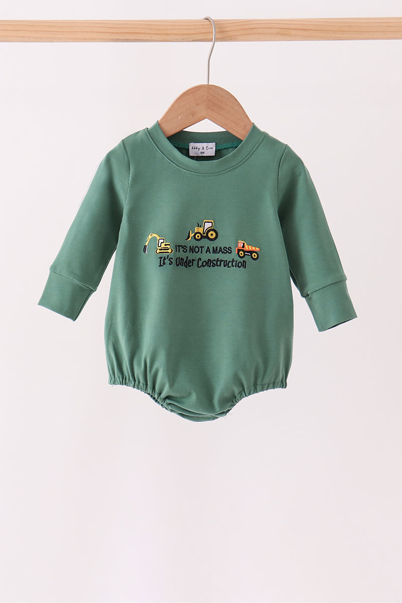 Green construction vehicle embroidery bubble