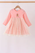 Pink gingerbread sequin tulle dress
