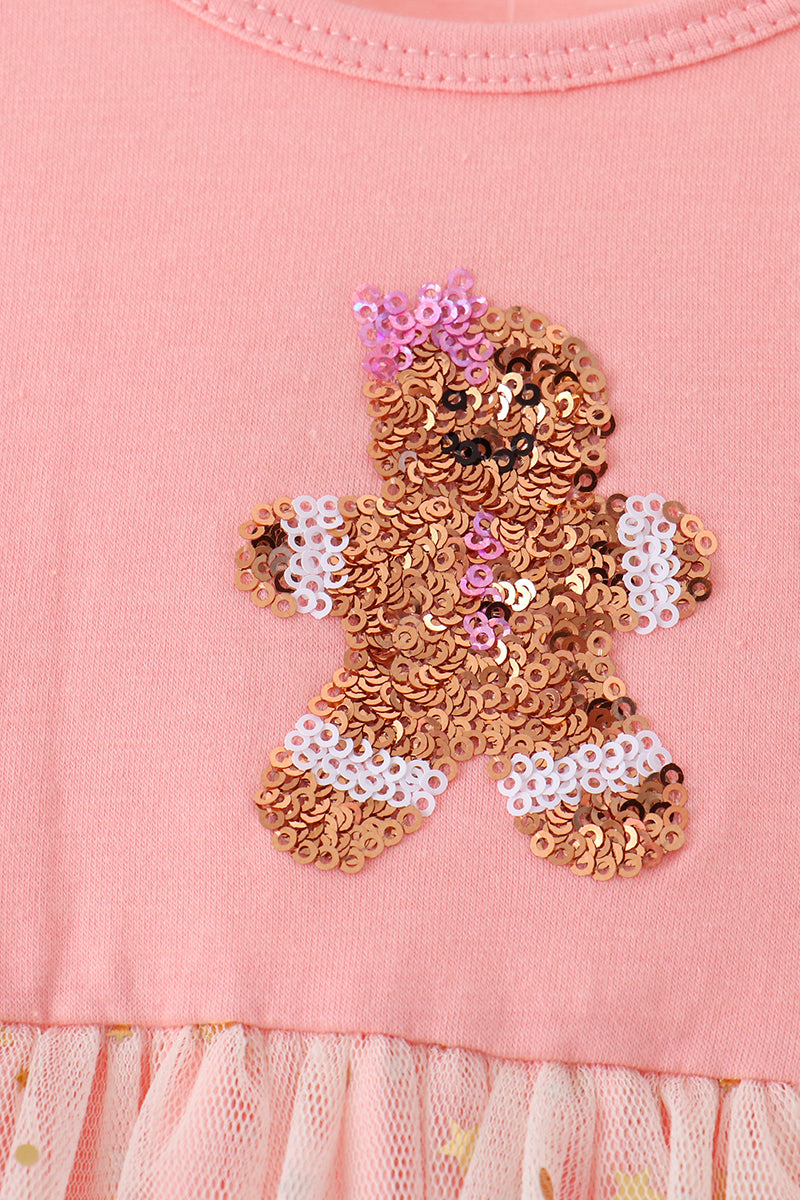 Pink gingerbread sequin tulle dress