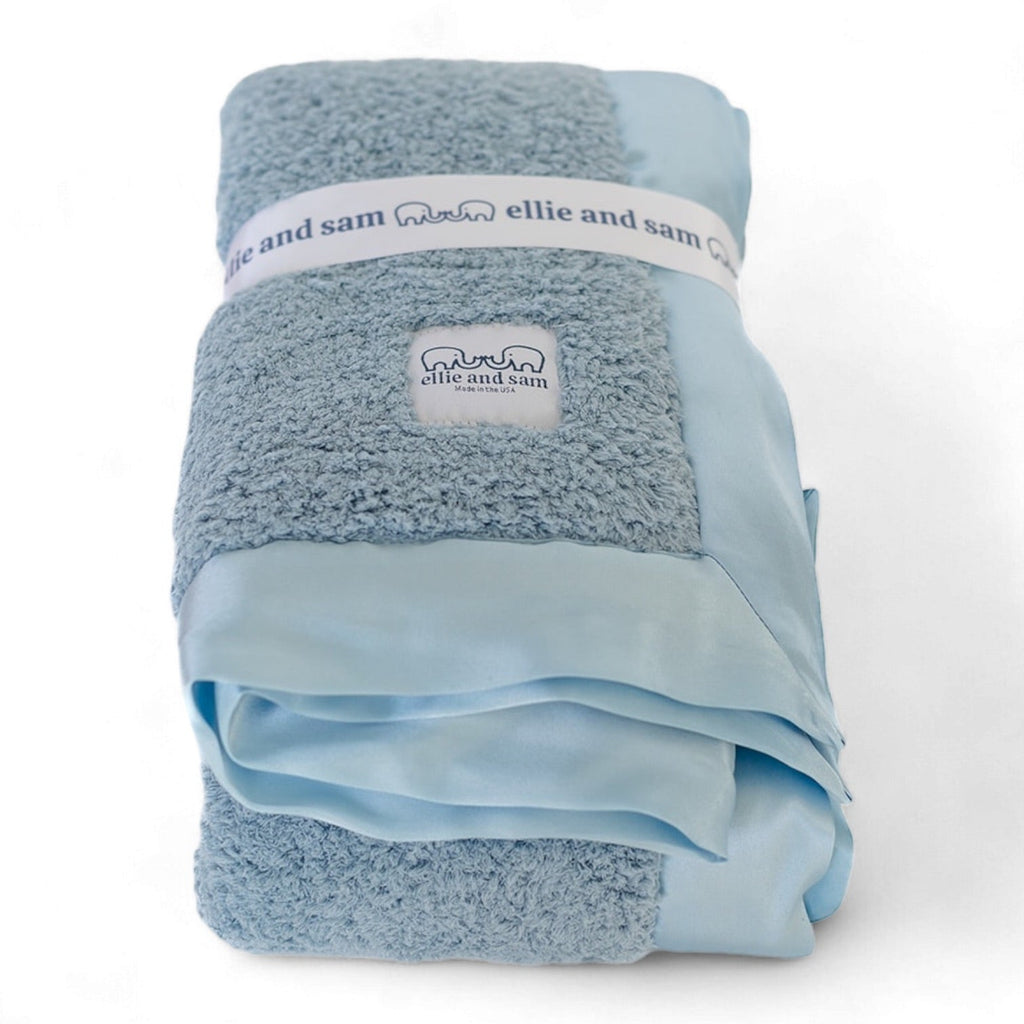Classic Satin Border Blanket - Powder Blue