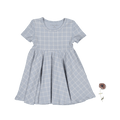 The Printed Short Sleeve Dress - Blue Grid