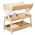 Baby Changing Table By Comfy Cubs - Natural Wood With White Legs