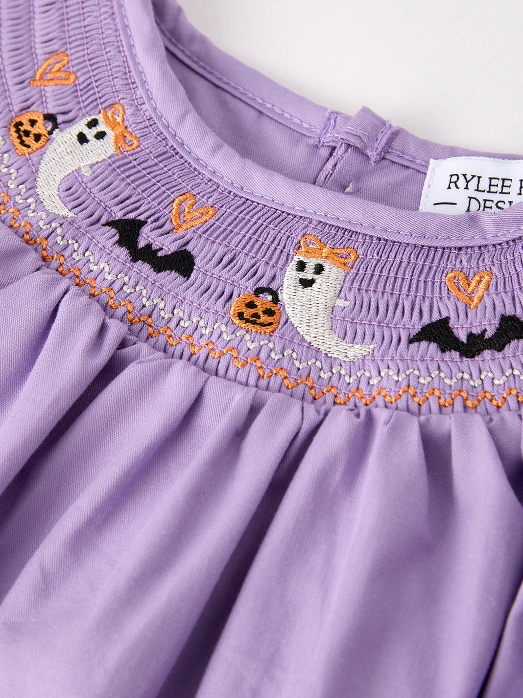 Purple Halloween Smock Embroidery Baby Girl Dress