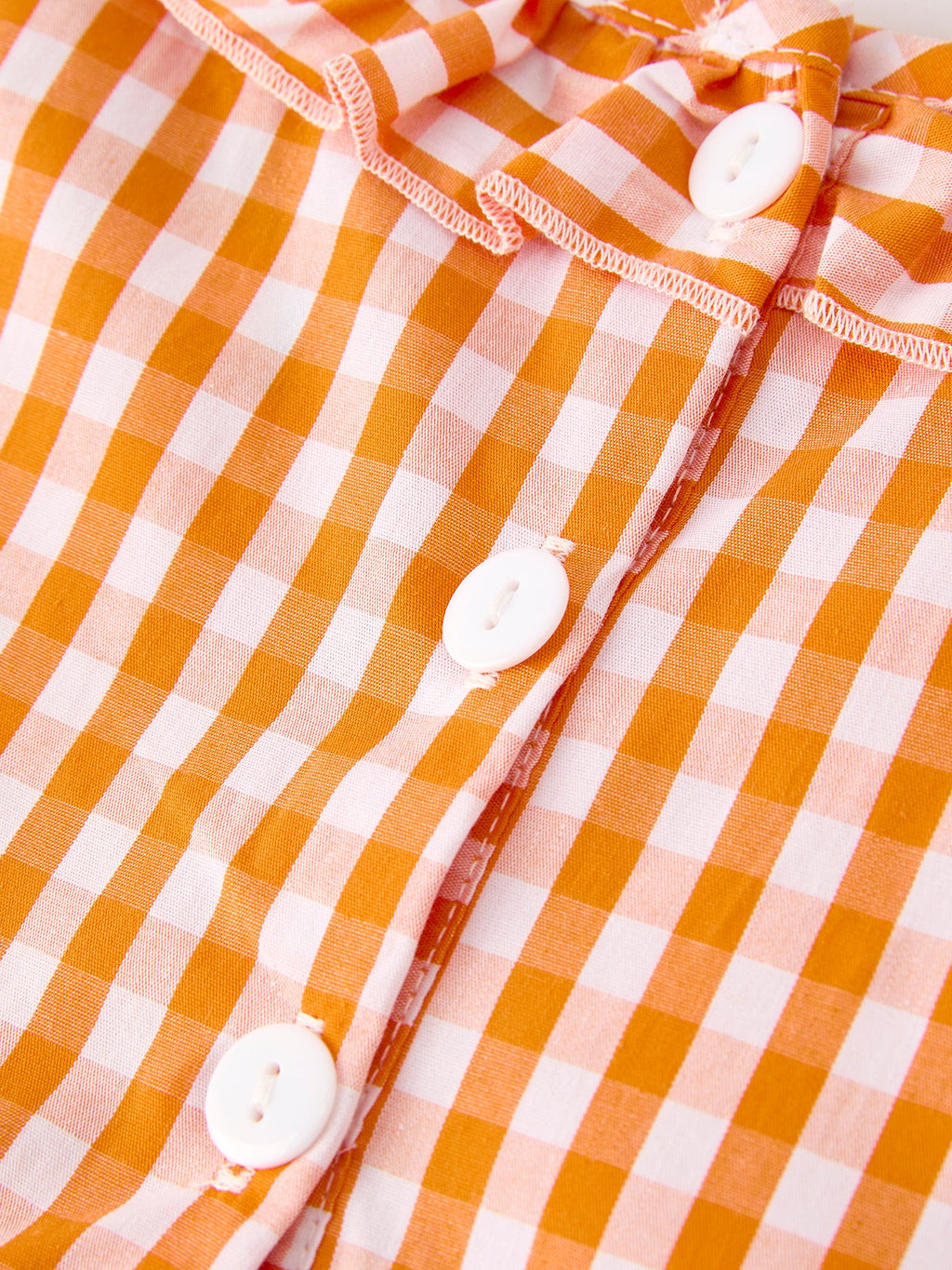 Fall Turkey Embroidered Dress For Girls – Orange Checkered With Thanksgiving Details