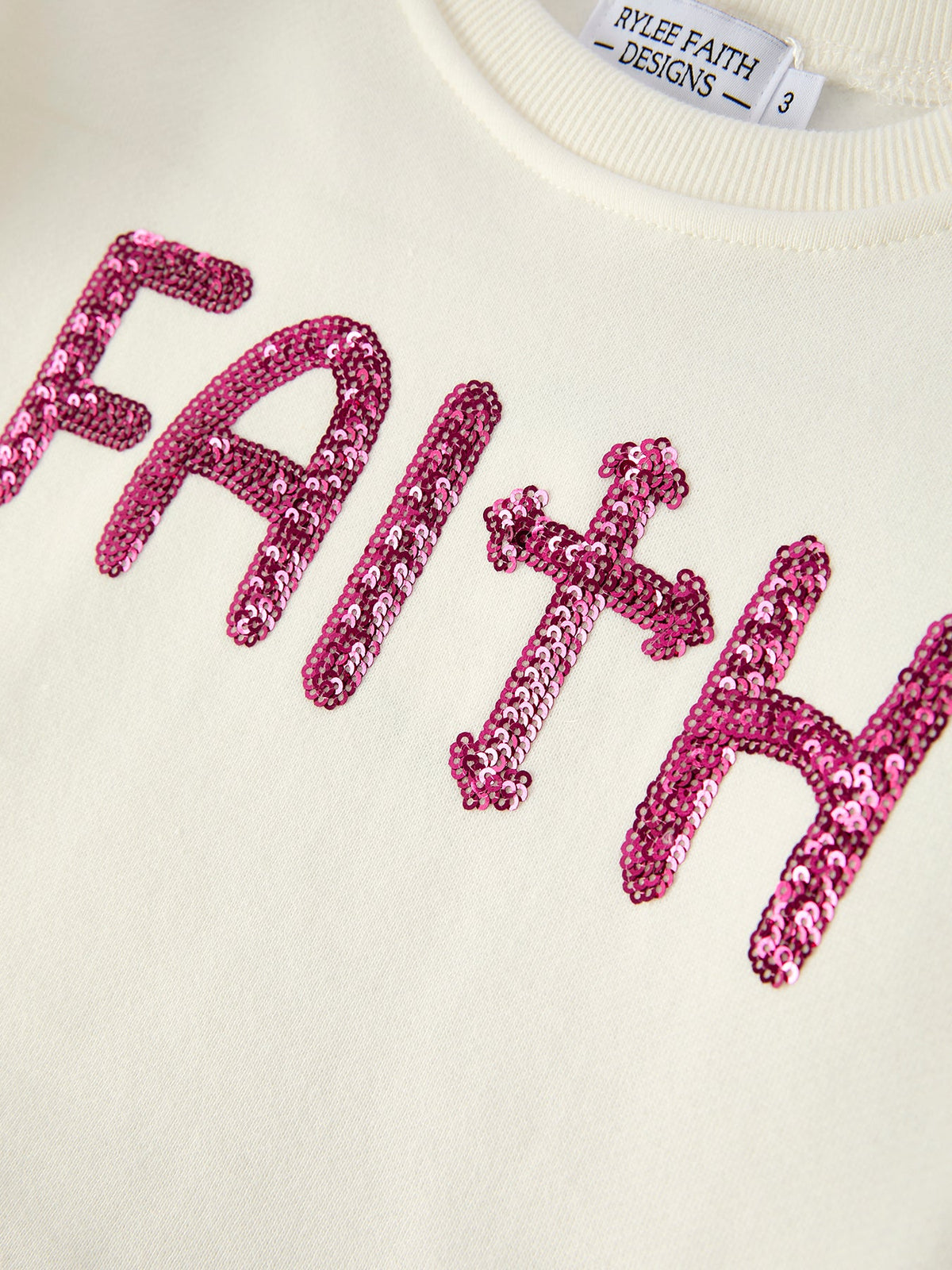Girls Christian Outfit – Long Sleeve Faith Top & Pink Cross Mesh Skirt