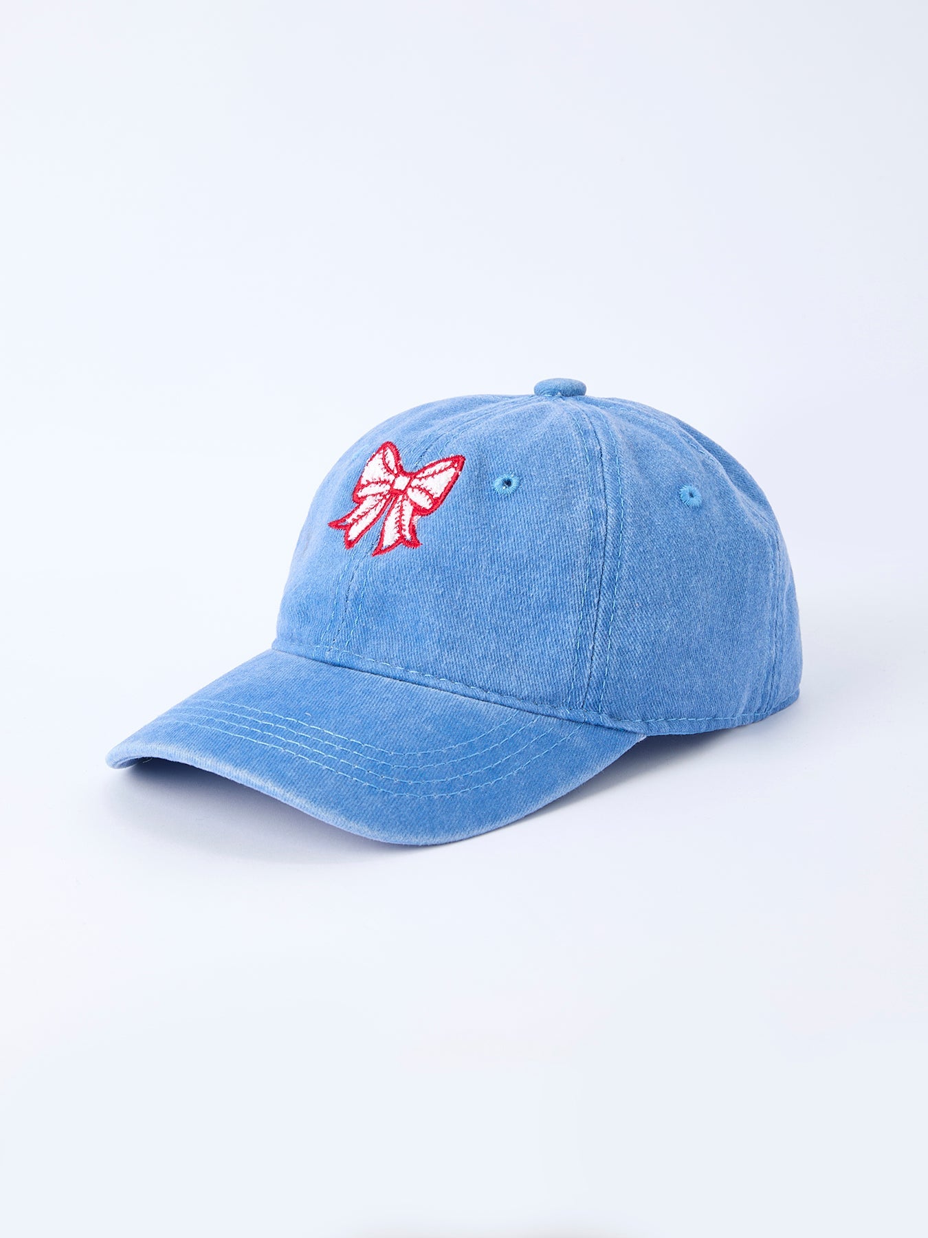 Blue Baseball Bow Applique Kids Hat