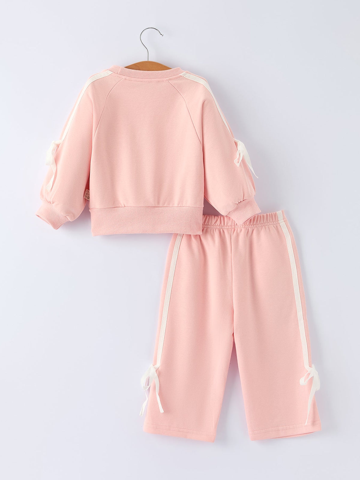 Girls Bow Trim Sweatshirt And Pants Set