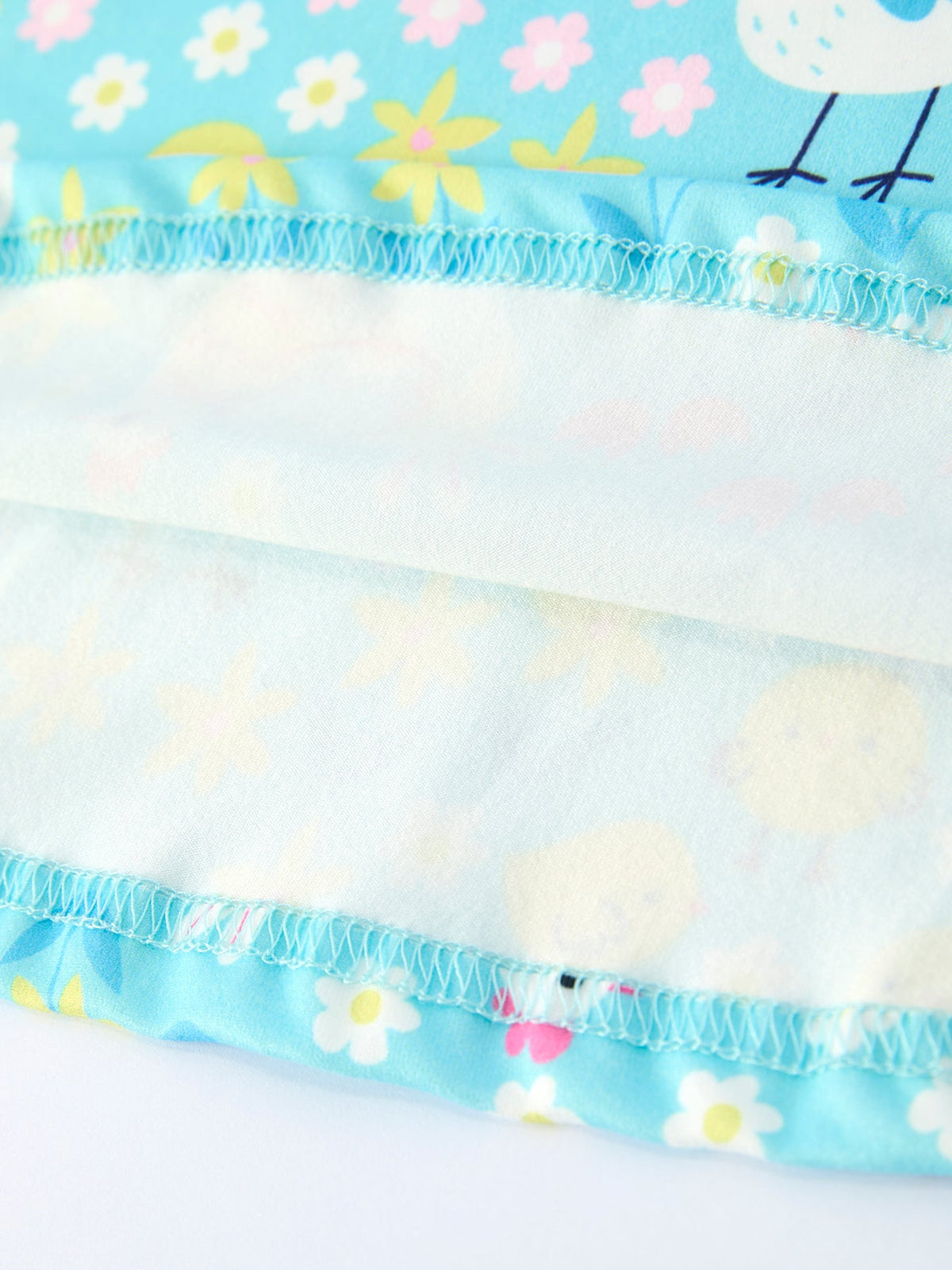 Aqua Spring Chicken Floral Farm Print Girls Dress