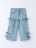 Wide-Leg Denim Pants With Pockets