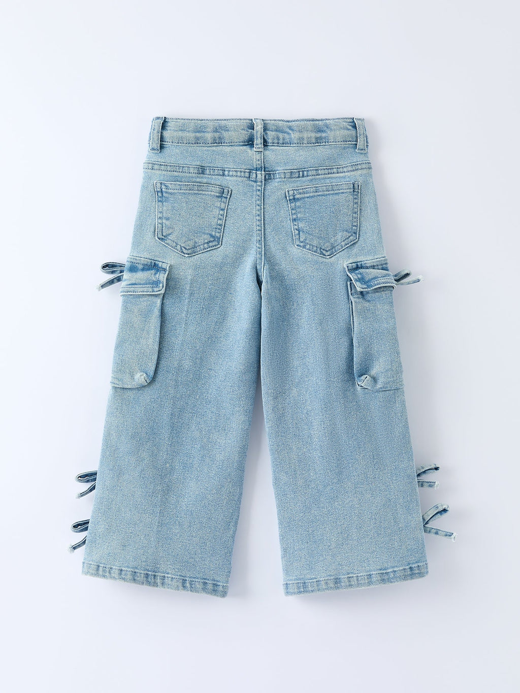 Wide-Leg Denim Pants With Pockets