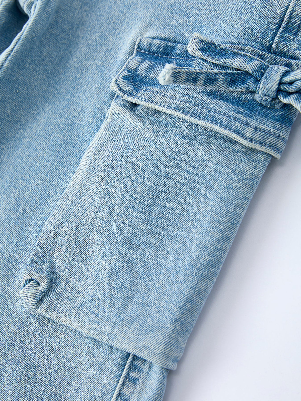 Wide-Leg Denim Pants With Pockets
