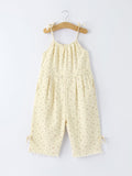 Floral Baby Girl Sleeveless Jumpsuit with Pockets