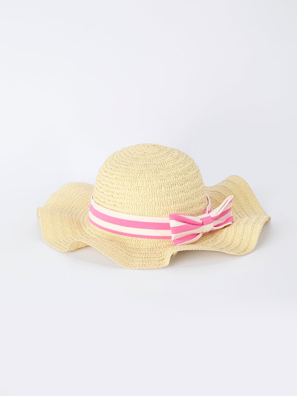 Spring  Pink Striped Ruffled Girls' Dress with Hat