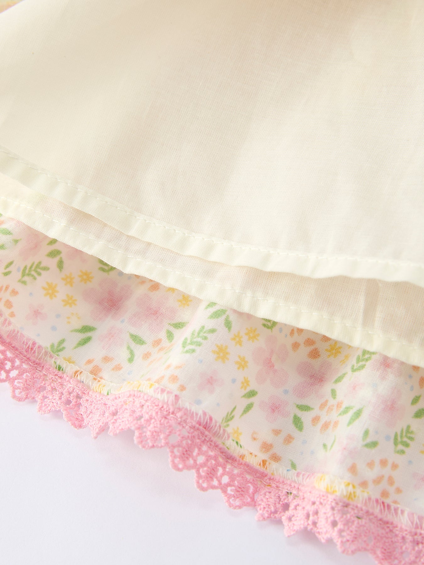 Spring Floral Girls Ruffle Dress With Bow Straw Hat Set