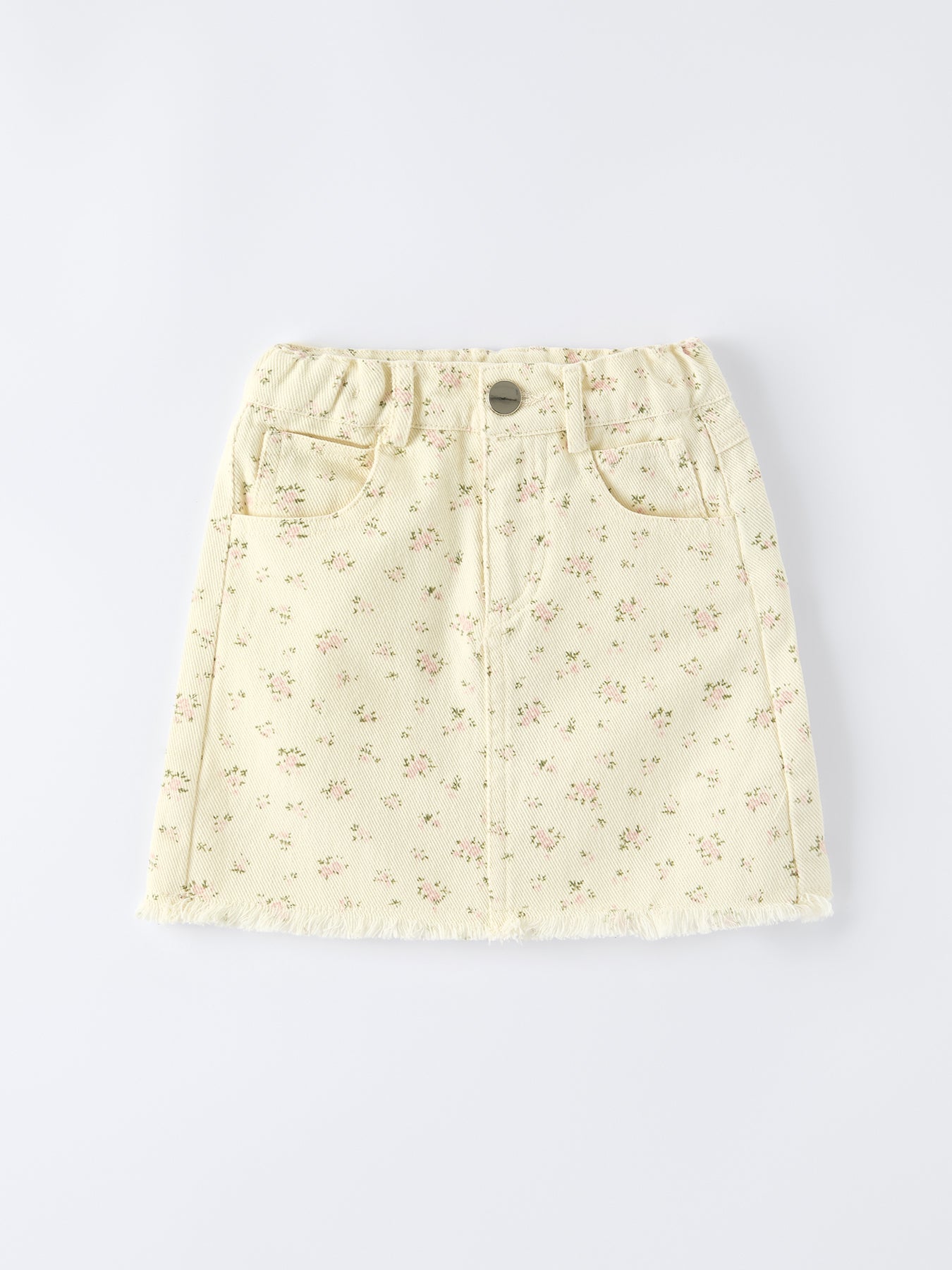 Flower Letter Girl Short Sleeve Top Denim Skirt Set