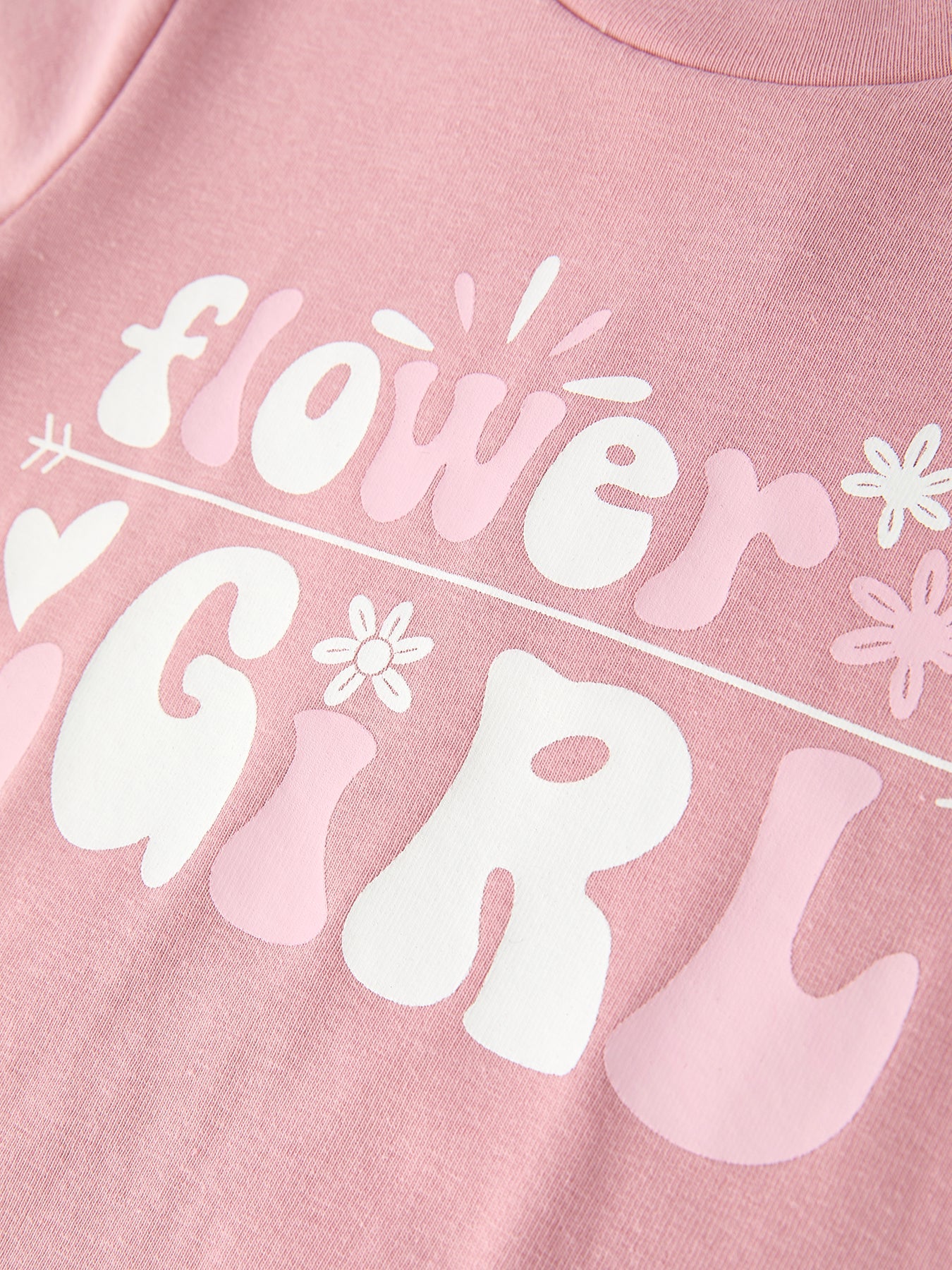 Flower Letter Girl Short Sleeve Top Denim Skirt Set