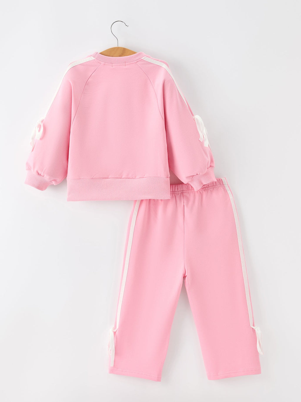 Girls Bow Trim Sweatshirt And Pants Set
