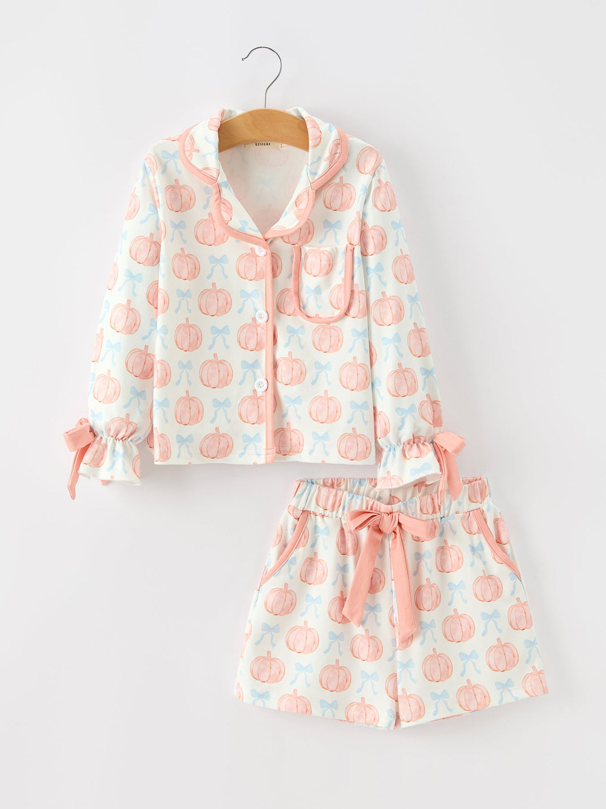 Mommy And Me Fall Pumpkin Print Pajama Set