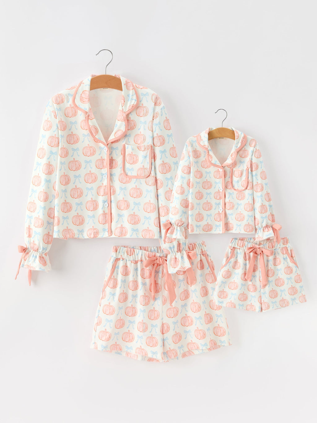 Mommy And Me Fall Pumpkin Print Pajama Set