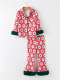 Mommy And Me Christmas Santa Print Pajama Set With Fur Trim
