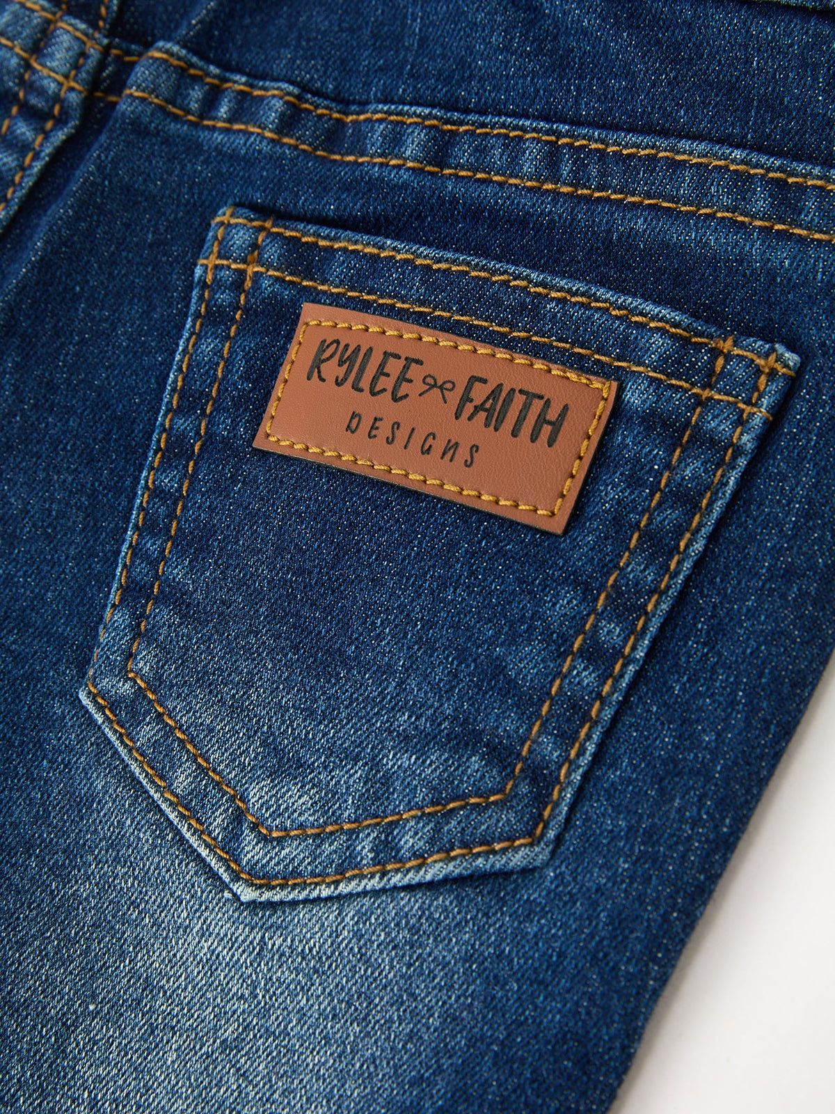 Fall Girls Floral Appliqué Denim Bell Bottom Jeans
