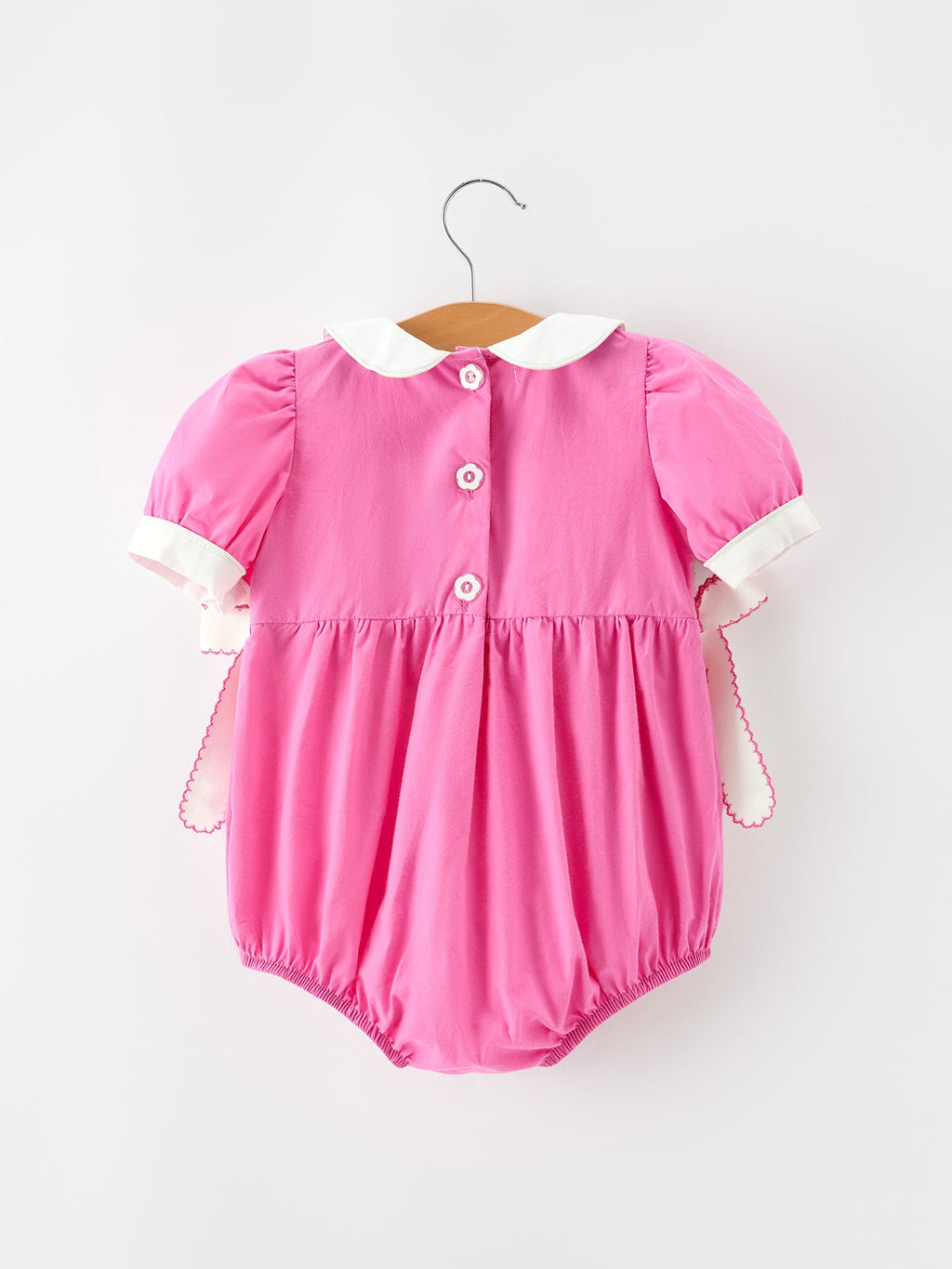 Fall Girls Hot Pink Floral Smocked Bow Bubble Romper