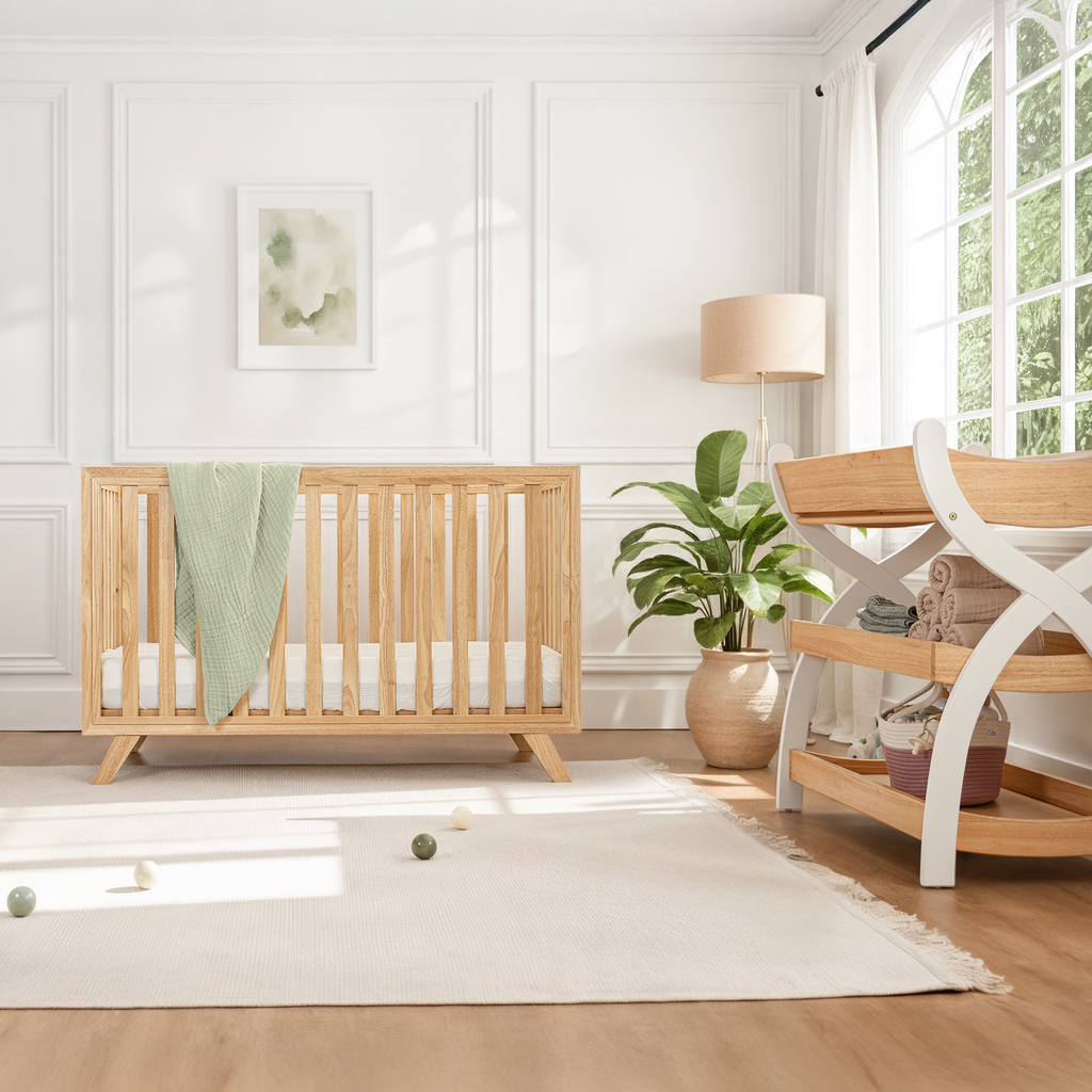 Baby Crib For 0 To 3 Years - Natural Wood
