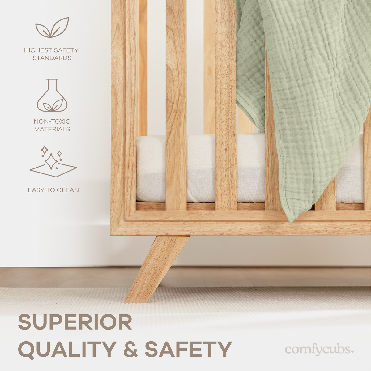 Baby Crib For 0 To 3 Years - Natural Wood