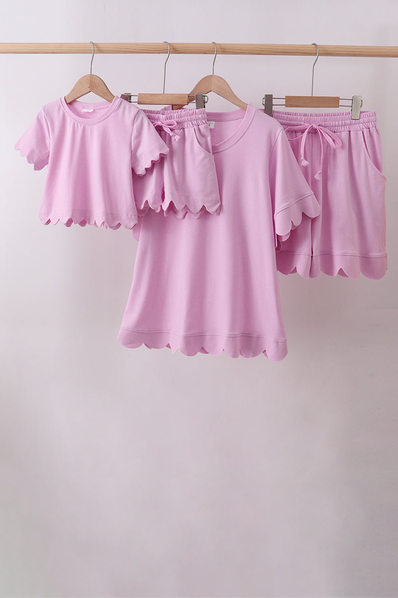 Pink scalloped mom&me shorts set