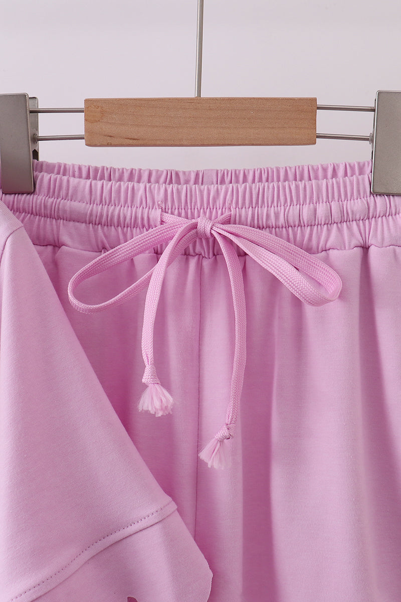 Pink scalloped mom&me shorts set