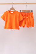 Orange scalloped shorts set